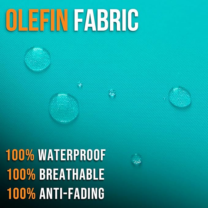 Outdoor Olefin Water-Resistant Deep Seat Cushion Set, 2PCS Weather and Fade Resistant 24''x 24''x 6'' Patio Furniture Seat Cushion, Thickened Sofa Chair Pad for Lawn, Garden, Turquoise