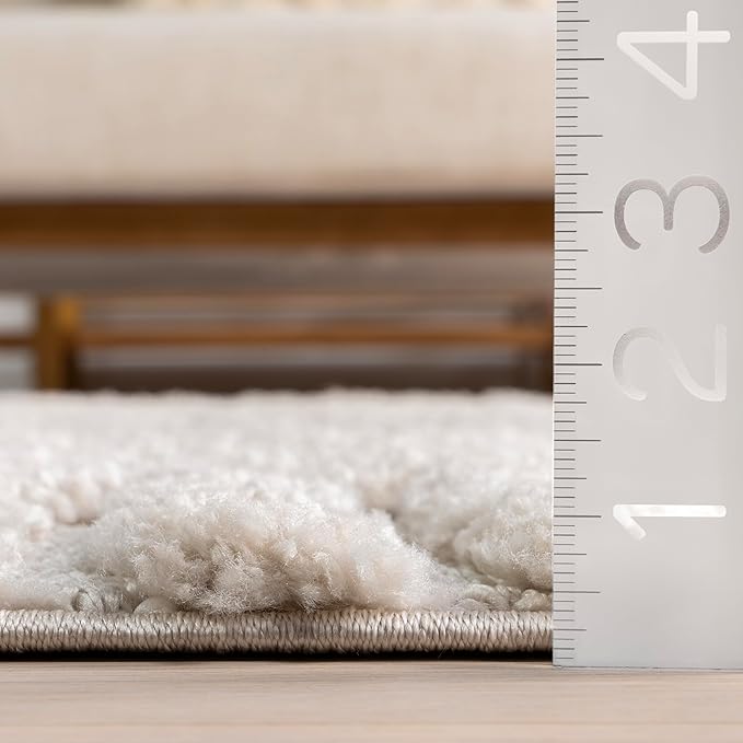 Nuloom Risette Geometric 3' x 5' Shag for Living Room Bedroom Dining Room Nursery, Beige