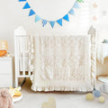 Wowelife Crib Bedding Set for Girls, 3 Pieces Baby Crib Bedding Set Newborn, Mini Tufted Jacquard Ruffle Fringe Boho, Infant & Nursery with Comforter, Crib Fitted Sheet and Crib Skirt, Beige