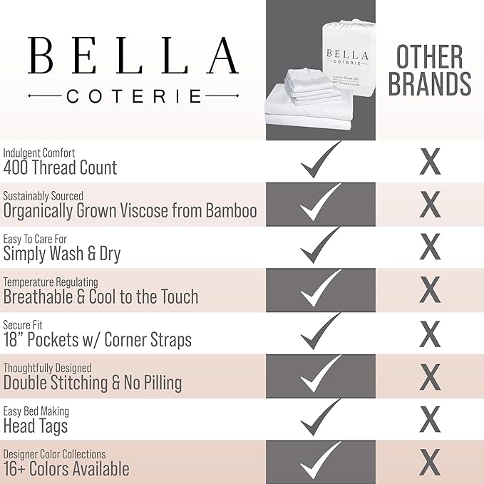 Bella Coterie 6 Piece Luxury Bamboo Viscose King Size Sheet Set | 100% Organically Grown | Cooling for Hot Sleepers | 18" Deep Pocket | Soft & Hypoallergenic | 4 Pillowcases [Dusty Rose]