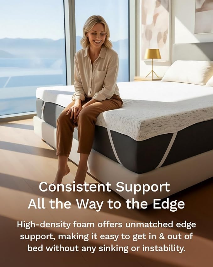 ViscoSoft 4 Inch Memory Foam Mattress Topper Queen - Select High Density Ventilated Mattress Pad - Removable Bamboo-Rayon Cover