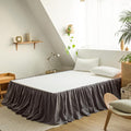 BISELINA French Linen Bed Skirt with Pleated Frills 14-Inch Tailored Drop Natural Flax Cotton Blend Dust Ruffle Soft Cozy Farmhouse Bedding (14" Queen, Ruffle Dark Grey)