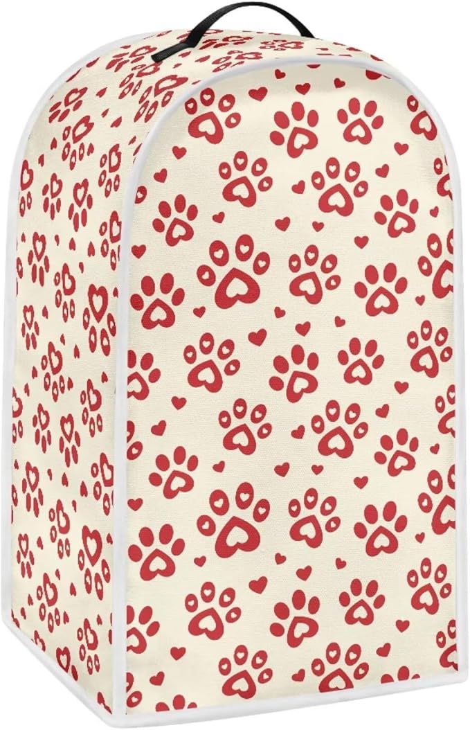 Talayituse Red Dog Paw Heart Print Blender Dust Cover, Fingerprint Protection Cover for Stand Mixer or Coffee Machine, Kitchen Appliance Covers for Stain Dust Resistant Supplies Valentine's Day Decor