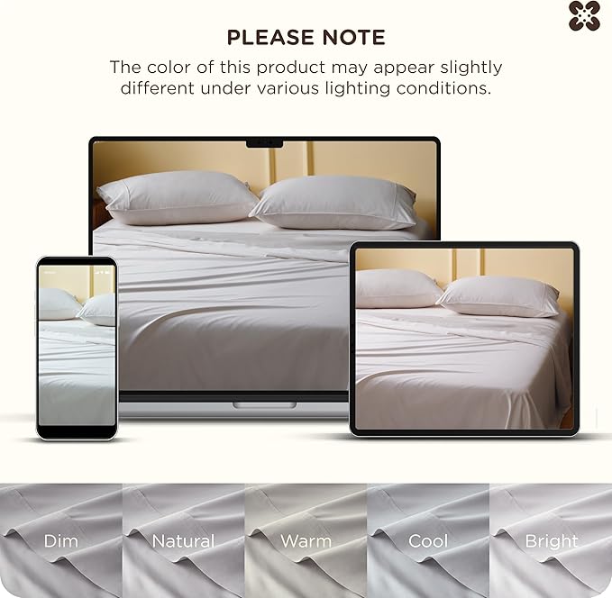 Bedsure Cooling Sheets, Rayon Derived from Bamboo & Cotton Blend, GentleSoft, Breathable, King Size Sheets Set, Deep Pocket Up to 18 Inches, Hotel Luxury Bedding for Hot Sleepers, Grey