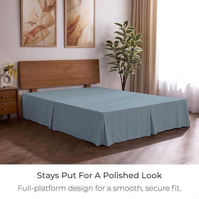 Mellanni Bed Skirt Full Size - Bed Skirting - 15-Inch Tailored Drop Pleated Dust Ruffle - Hotel Luxury Bedding - Wrinkle, Fade, Stain Resistant - 1 Bedskirt (Full, Blue Hydrangea)