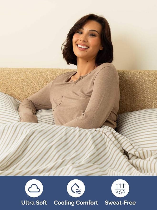 Extra Deep Pocket Twin XL Sheets - 3 Piece Breathable & Cooling Bed Sheets - Hotel Luxury Bed Sheet Set - Soft, Wrinkle Free & Comfy - Easily Fits Extra Deep Mattresses - Beige Striped Sheets Set