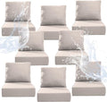 6" Thicker Outdoor Chair Cushion 8 Sets - 24" *24" *6" Waterproof Patio Furniture Cushions with Removable Cover, 28D High Density Sponge Filling Thicken Outdoor Patio Cushions - Beige