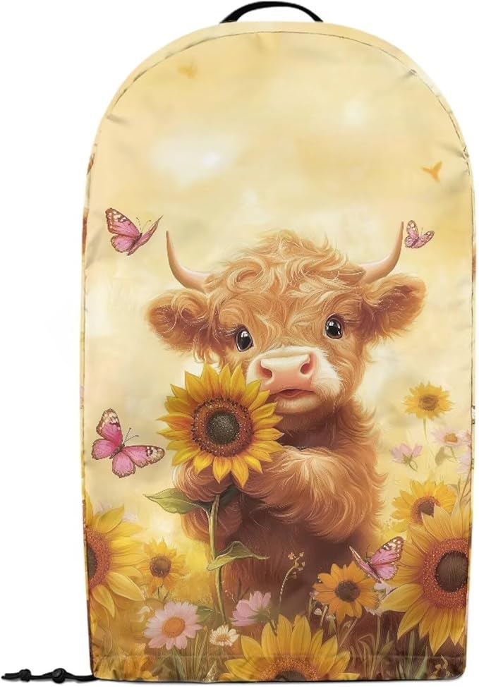 Drawstring Blender Cover Kitchen Appliance Anti Fingerprint Dust Protection Stain Resistant Coffee Maker Food Processor Stand Mixer Cover Sunflower Cartoon Highland Cow