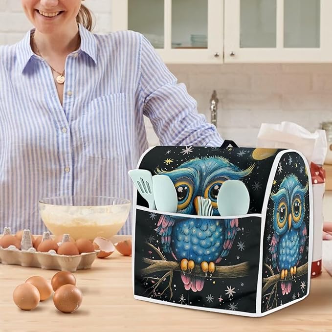 Cartoon Owl Stand Mixer Cover Kitchen Appliance Cover for 4.5-5 Quart Mixers Washable Food Processor Protective Covers Kitchen Mixers Accessories