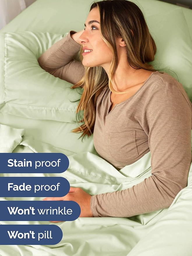 Extra Deep Pocket King Sheets - 4 Piece Breathable & Cooling Bed Sheets - Hotel Luxury Bed Sheet Set - Soft, Wrinkle Free & Comfy - Easily Fits Extra Deep Mattresses - Light Sage Green Sheets Set