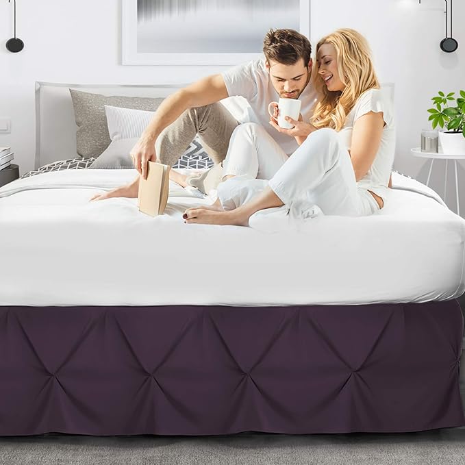 Nestl Purple Bed Skirt - King Size, Pinch Pleat, 14" Drop, Hotel Quality, Premium Microfiber