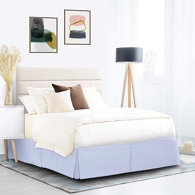 Nestl Ice Blue Full Bed Skirt - Full Size Bed Skirt 14 Inch Drop - Brushed Microfiber Bed Skirts - Hotel Quality Pleated Bed Skirt - Shrinkage & Fade Resistant