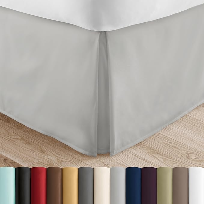 Linen Market Bed Skirt - Ultra Soft Microfiber - Easy Fit with 14 Inch Tailored Drop - Hotel Quality, Shrinkage & Fade Resistant - Bed Cover - King Bed Set - Bedroom Décor - (King, Light Gray)