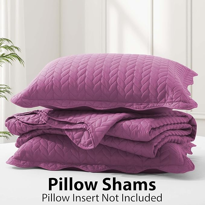 IR Imperial Rooms 8 Pack California King Quilt Bedding Set (118"x106") - Bulk Wholesale for Hotels, Guest Bedroom & Airbnbs - Lightweight Microfiber Reversible Embossed Quilts Bedspread (Purple)