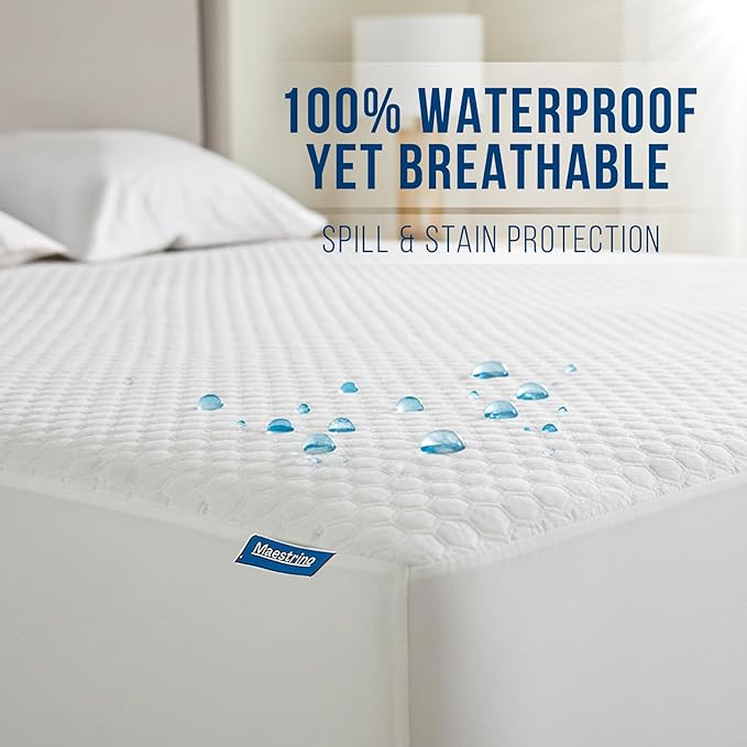 Luxury Twin XL Size Tencel Waterproof Mattress Protector Deep Pocket - Premium Cooling Bed Cover Pad - Hypoallergenic & Allergy-Friendly - Oeko-Tex Certified - Ultra Soft & Breathable