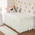 RIMELA Dorm Bed Skirt Twin XL 32 Inch Drop, Easy to Install Extra Long Wrap Around Elastic Dust Ruffle, Cream Bedskirt Solid Silky Fabric Machine Washable (Twin XL 80“L x 39”W & Twin 75“L x 39”W)