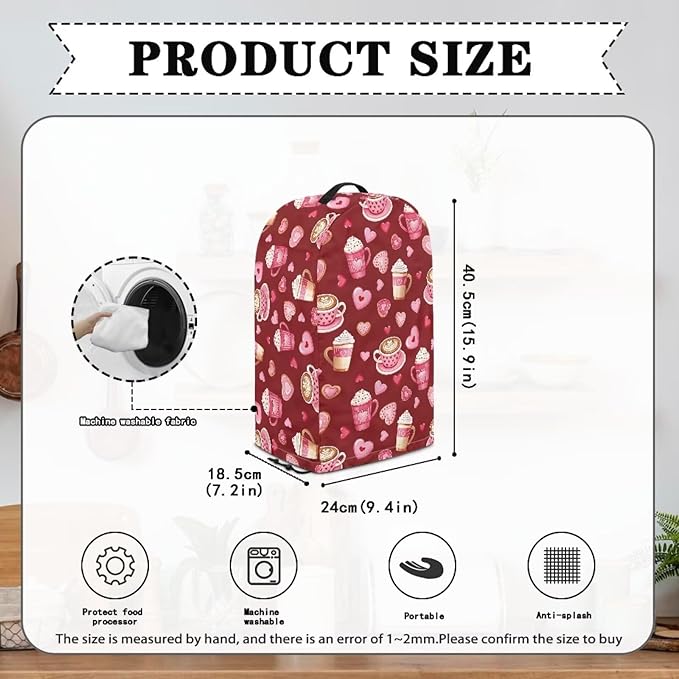 Red Blender Cover Dust Proof Small Appliance Cover Foldable Dust Cover Kitchen Decorations for Blender Food Processor Juicer Valentine's Day Decor