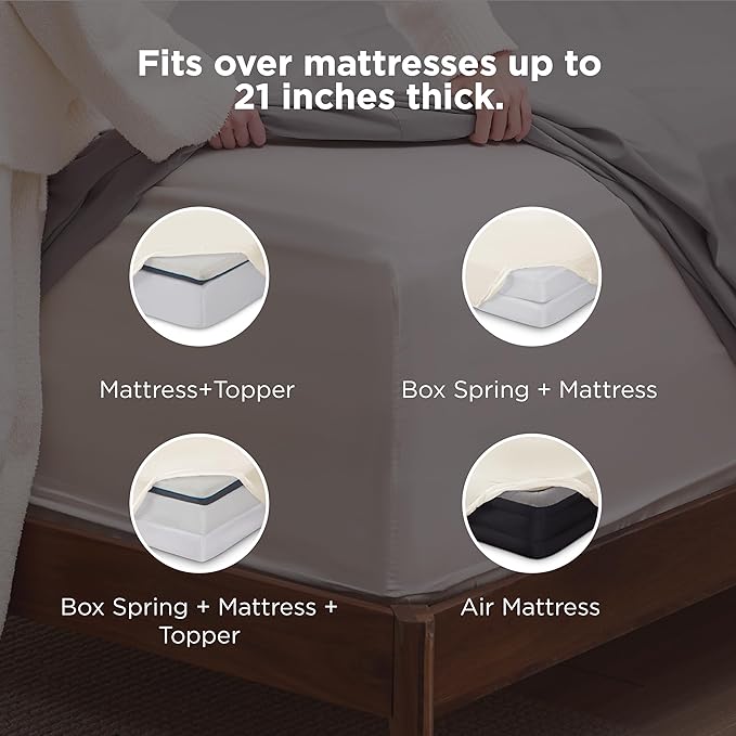 Bedsure Deep Pocket Twin Sheets Set - Fits Mattresses Up to 21 Inches Thick -3 Piece GentleSoft Bed Sheets, Moisture Wicking, Soft & Cooling Bedsheet & Pillowcases, Easy & Secure Fit, Ivory