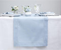 Solino Home Linen Sky Blue Table Runner 156 Inches Long - 100% Pure Linen Extra Long Table Runner 14 x 156 Inch for Christmas, New Year - Classic Hemstitch