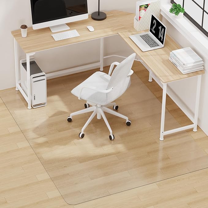 Upgraded 2mm Thick Clear Office Chair Mat, 59"x75" No Slip Vinyl Desk Chair Mat for Hard Floors, Heavy-Duty PVC Computer Floor Mat, Waterproof Rolling Chair Floor Protector for Home Office