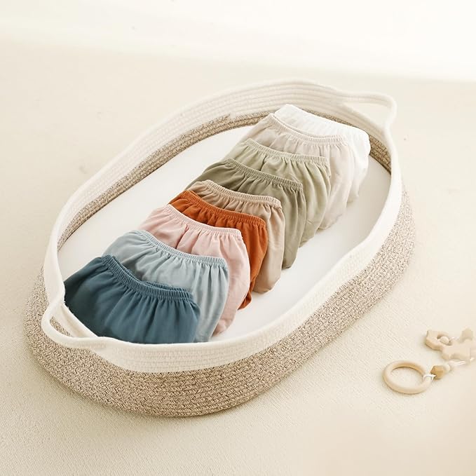 GRSSDER Stretchy Ultra Soft Fitted Bassinet Sheet 2 Pack, Universal Fit for Bassinets Baby Cradle Moses Basket Oval Rectangle Mattress Safe and Snug, Jersey Bassinet Sheets for Baby, Beige & Coffee