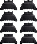 IR Imperial Rooms 8 Pack Quilt King Size Bedding (106" x 96") - Bulk Wholesale for Hotels, Guest Bedroom & Airbnbs - Lightweight Microfiber Reversible Embossed Quilts Bedspread (Black)