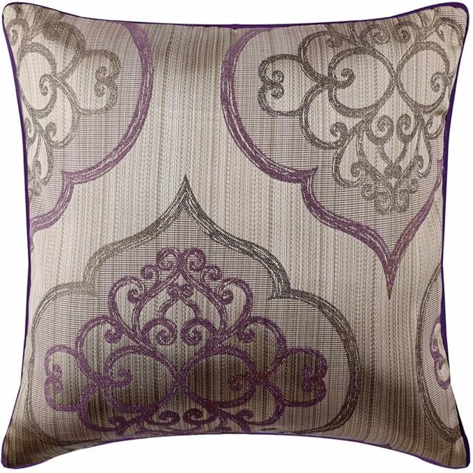 The HomeCentric King/Queen/Twin Purple Decorative Full 68"x18" Bed Runner with 2 Pillow Cover, Damask & Quilted Bed Scarf on Jacquard Fabric - Embre Purple