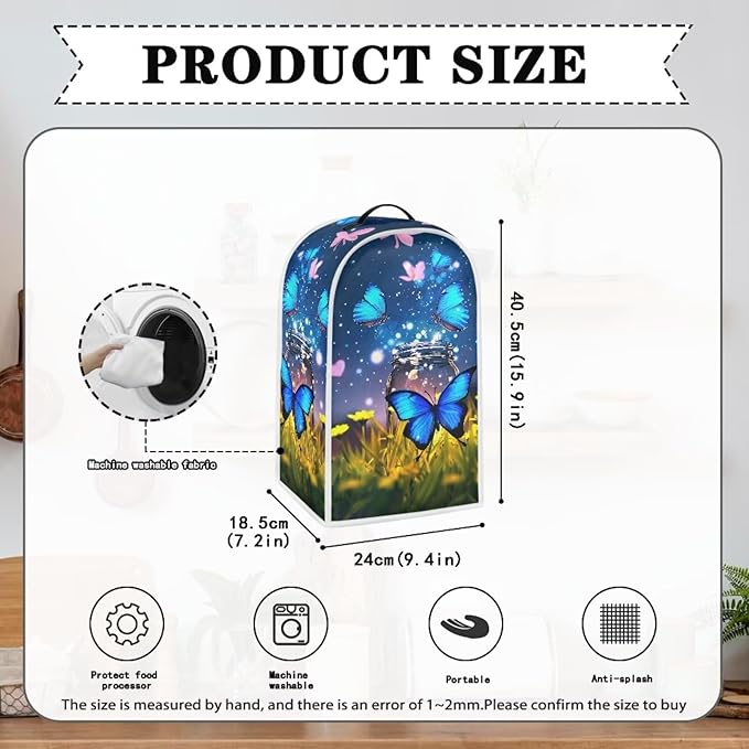 Talayituse Butterfly Flower Print Blender Dust Cover, Fingerprint Protection Cover for Stand Mixer or Coffee Machine, Home Kitchen Appliance Covers for Stain Dust Resistant Supplies