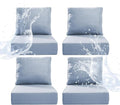 6" Thicker Outdoor Chair Cushion 4 Sets - 24" *24" *6" Waterproof Patio Furniture Cushions with Removable Cover, 28D High Density Sponge Filling Thicken Outdoor Patio Cushions - Baby Blue