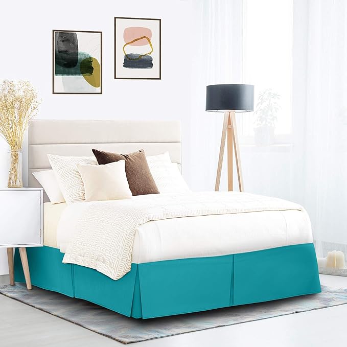 Nestl Teal Twin XL Bed Skirt - Twin XL Size Bed Skirt 14 Inch Drop - Brushed Microfiber Bed Skirts - Hotel Quality Pleated Bed Skirt - Shrinkage & Fade Resistant