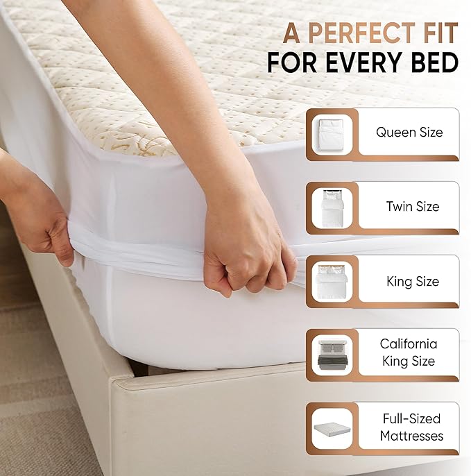 Luxury Quilted Organic Cotton Mattress Protector California King - 380 GSM Waterproof & Breathable Pad - Deep Pocket Fitted Cover - Soft & Silent Protection