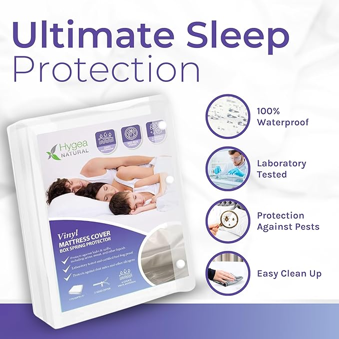 6 Gauge Vinyl Bed Bug Mattress/Box Spring Cover- Waterproof Encasement- Perfect for Bed wetting (California Long Twin)