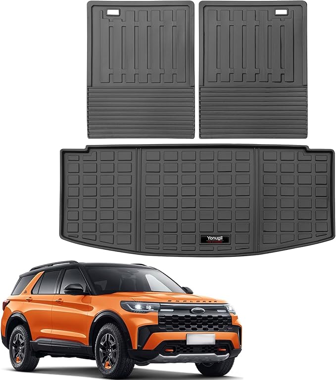 Custom for 2020-2025 2026 Ford Explorer Cargo Mats Trunk Liner and 3rd Rear Seat Backrest Mat All Weather TPE Protection Mat Accessories (for 2020-2026 Ford Explorer)