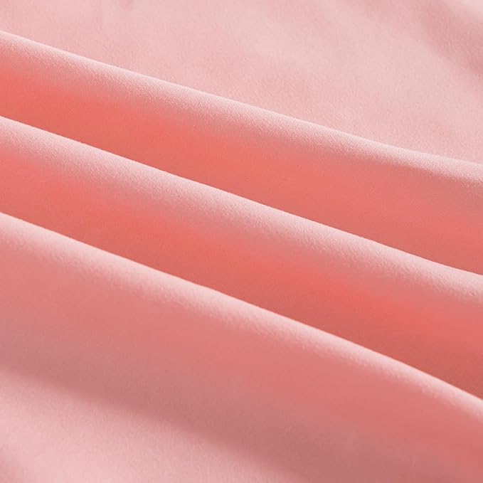 Bed Skirt Twin Size Ruffled Bed Skirt with Split Corners, 18 Inch Drop Dust Ruffle Bed Skirts with Platform, 18 Inch, Peach, Twin Size