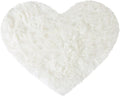 uxcell Heart Shaped Rugs for Bedroom,Small Aesthetic Carpet Girls,Cute Shaggy Floor Mirror Mat,Pastel Furry Throw Rug 2.3ftx3ft, Snow White