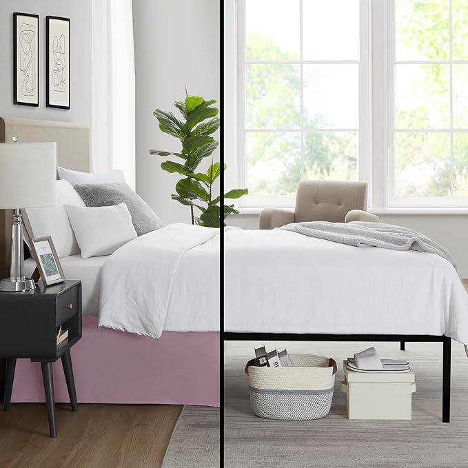 Nestl Peach Twin Bed Skirt - Twin Size Bed Skirt 14 Inch Drop - Brushed Microfiber Bed Skirts - Hotel Quality Pleated Bed Skirt - Shrinkage & Fade Resistant