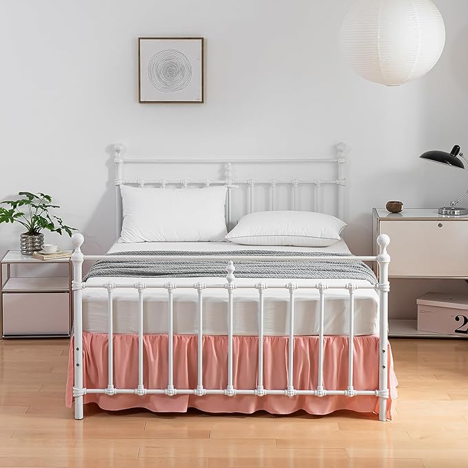 Bed Skirt King Size Ruffled Bed Skirt with Split Corners,18 Inch Drop Dust Ruffle Bed Skirt with Platform, 18 Inch, Blush, King Size