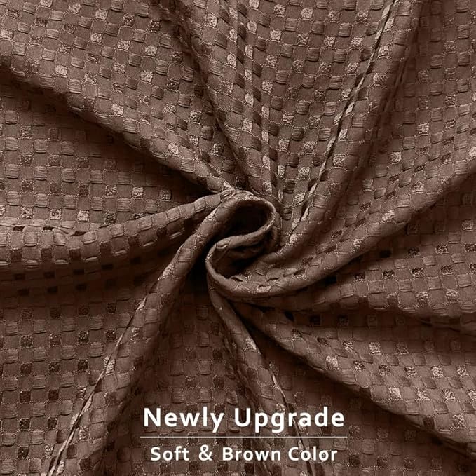 MIYE Pleated Waffle Weave Bed Skirt, Tailored Dust Ruffle 14 Inch Drop Easy Fit, Machine Washable (Brown, Full - 14" Drop)