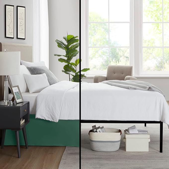 Nestl Hunter Green Twin Bed Skirt - Twin Size Bed Skirt 14 Inch Drop - Brushed Microfiber Bed Skirts - Hotel Quality Pleated Bed Skirt - Shrinkage & Fade Resistant