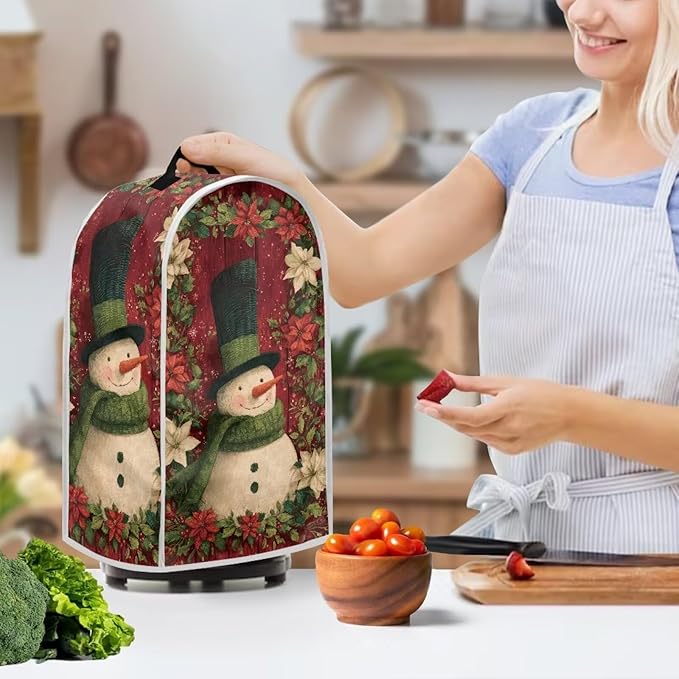 Snowman Blender Cover for Kitchen Resistance Food Processor Dust Cover with Handle Easy Clean Coffee Machine Dust Protector Covers for Kitchen Countertop Christmas Decoration