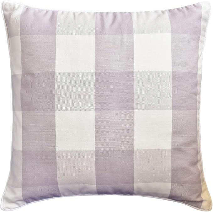The HomeCentric King/Queen/Twin Lavender Decorative Bed Runner CA King 86"x18" Bed Runner with Two Pillow Cover, Checkered, Buffalo Plaid, Check Bed Scarf on Cotton Fabric - Lavender Plaid Knots