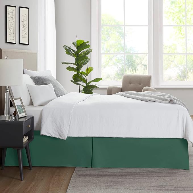 Nestl Hunter Green Full XL Bed Skirt - Full XL Size Bed Skirt 14 Inch Drop - Brushed Microfiber Bed Skirts - Hotel Quality Pleated Bed Skirt - Shrinkage & Fade Resistant