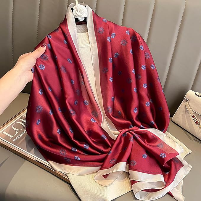 Fashion Scarves Scarf 100% Silk Feeling Scarf Silk Like Scarves Long Lightweight Sunscreen Shawls for Women