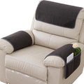 Armrest Cover, Recliner Chair Protector, Furniture Protector Slip, Side Storage Pocket, Stretch Armchair Couch Arm Rest Cover for Recliner, Chair, Sofa (Dark Gray,1 Seater(3pcs))