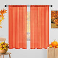 Sheer Curtains 63 Inches Long 2 Panels, Rod Pocket Short Curtain for Kitchen, Bedroom, Cafe Window(Burnt Orange 38" W x 63" L)