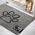 GORILLA GRIP SOAKSTOPPER Dog Door Mat, Machine Washable Rug Absorbent Doormat Captures Moisture Mud Dirt, Quick Dry Soft Chenille Entryway Rugs Indoor Entrance Mats for Dog Paws, 24x17 Paw Gray