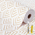 Shelf Liner for Kitchen Cabinets Non Adhesive Drawer Liner Non-Slip Thickened Shelf Liner Paper Strong Easy to Clean for Tool Box Refrigerator with Knife and Tape Measure, Gold Arrow, 11.8 x 472 in