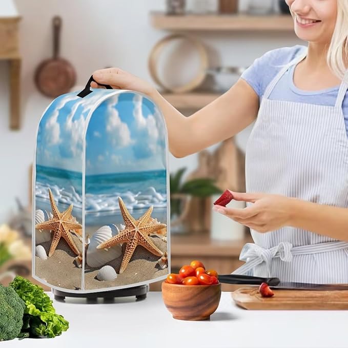 Blender Cover Dust Cover Kitchen Decor Coffee Maker Cover Dust Protection Electric Appliance Dustproof Cover Universal Fit, Beach Starfish Conch