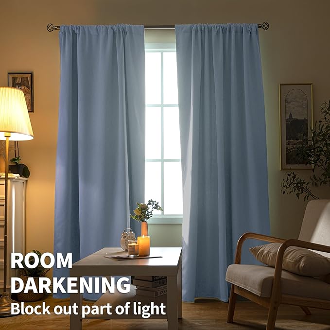 BGment Blackout Curtains 36 Inches Length for Kitchen Cafe Window - Rod Pocket Small Drapes Privacy Darkening for Bathroom Basement Rv Over Sink, 2 Panels, Baby Blue, 29 X 36 Inch