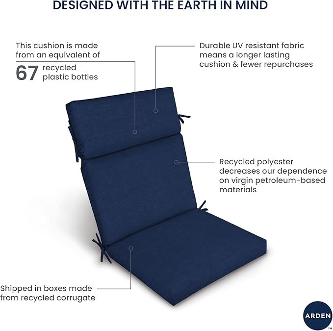Arden Outdoor Chair Cushion, 21 x 20, Rain-Proof, Fade Resistant 20 x 21, Navy Palmira Paisley